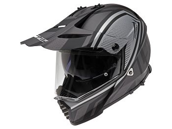 Helmet - LS2 MX436 Pioneer Evo Master, matt titanium / black / white, medium